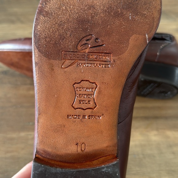 GIORGIO BRUTINI Luxury Oxford | Slip On Dress Shoes | Men’s 10 | Brown - Picture 5 of 10